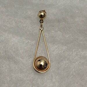 Single 10k RL Gold Yellow  Ball Drop Long Earrings